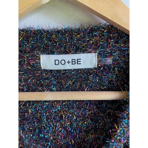 Do + Be Size Small Black Sparkle Multicolor Pullover Crewneck Sweater Holiday - Picture 8 of 8